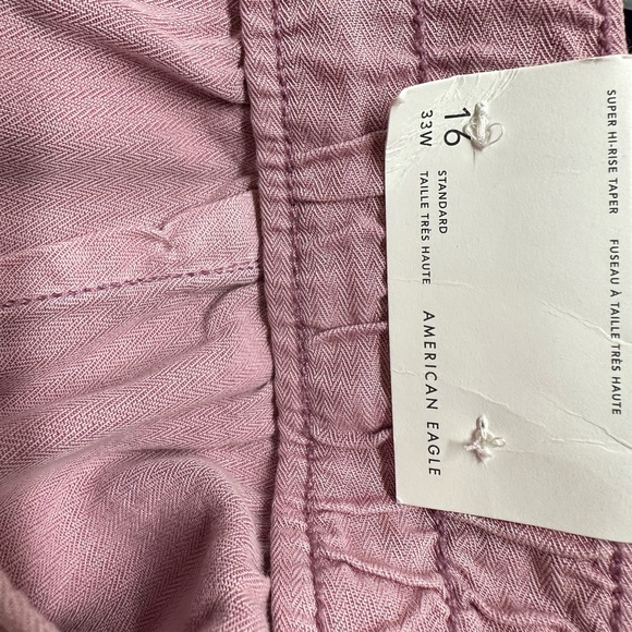 American Eagle Super High Waisted Taper Pants Pink 16 NWT - Picture 6 of 7